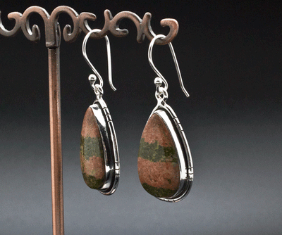 Sterling Silver Unakite Earrings