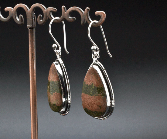 Sterling Silver Unakite Earrings