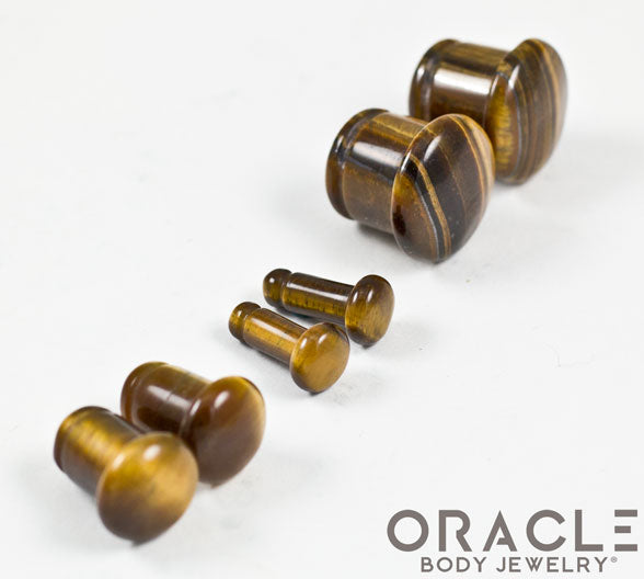 Yellow Tiger Eye Single Flare Plugs