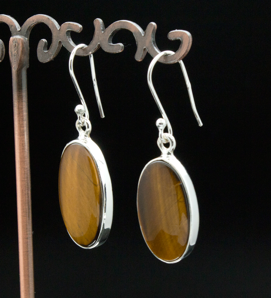 Sterling Silver Yellow Tiger Eye Earrings