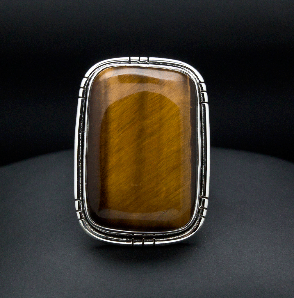 Sterling Silver Yellow Tiger Eye Ring Size 7