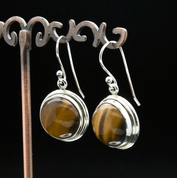 Sterling Silver Yellow Tiger Eye Earrings