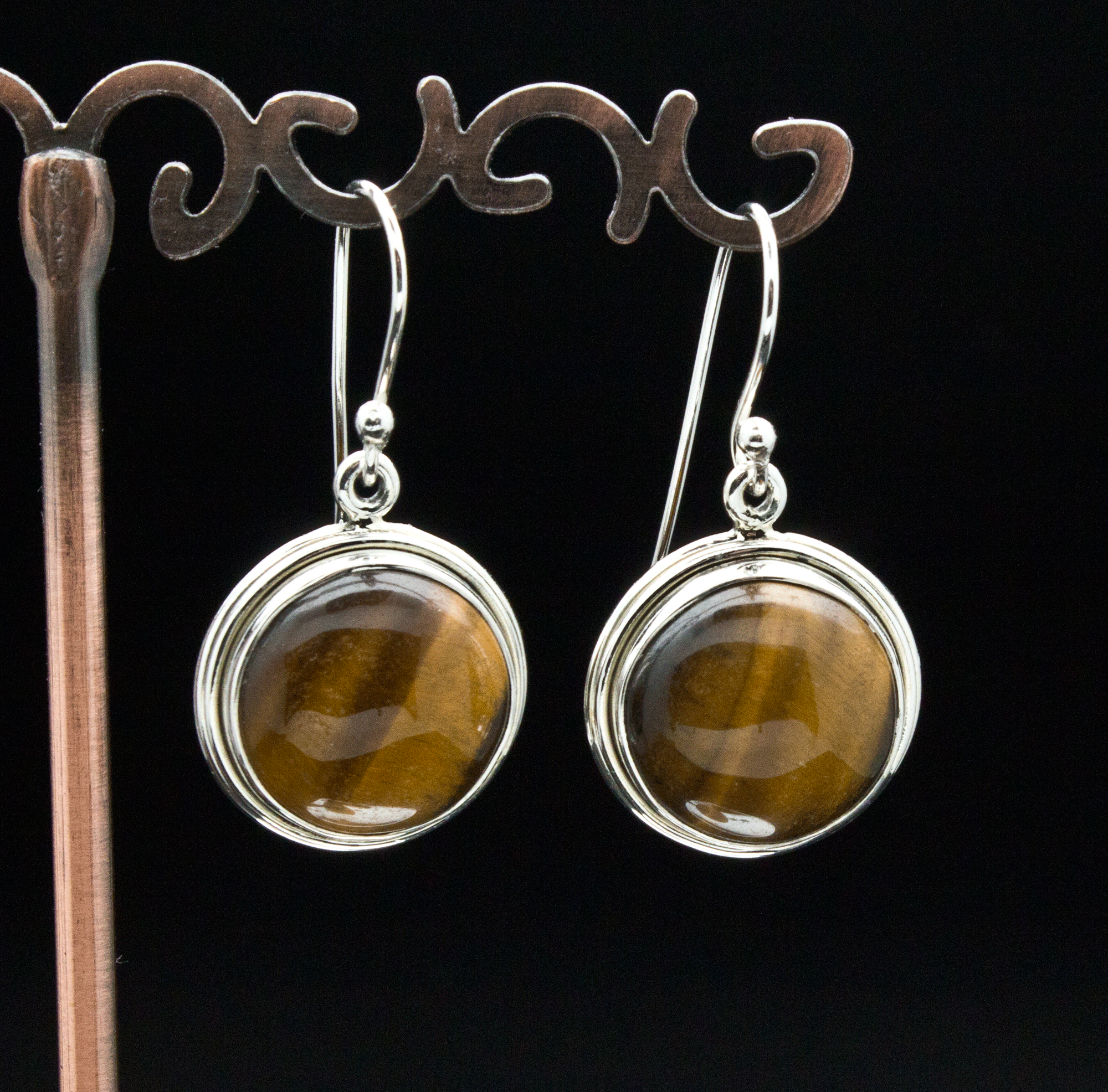 Sterling Silver Yellow Tiger Eye Earrings