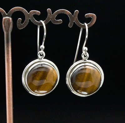 Sterling Silver Yellow Tiger Eye Earrings