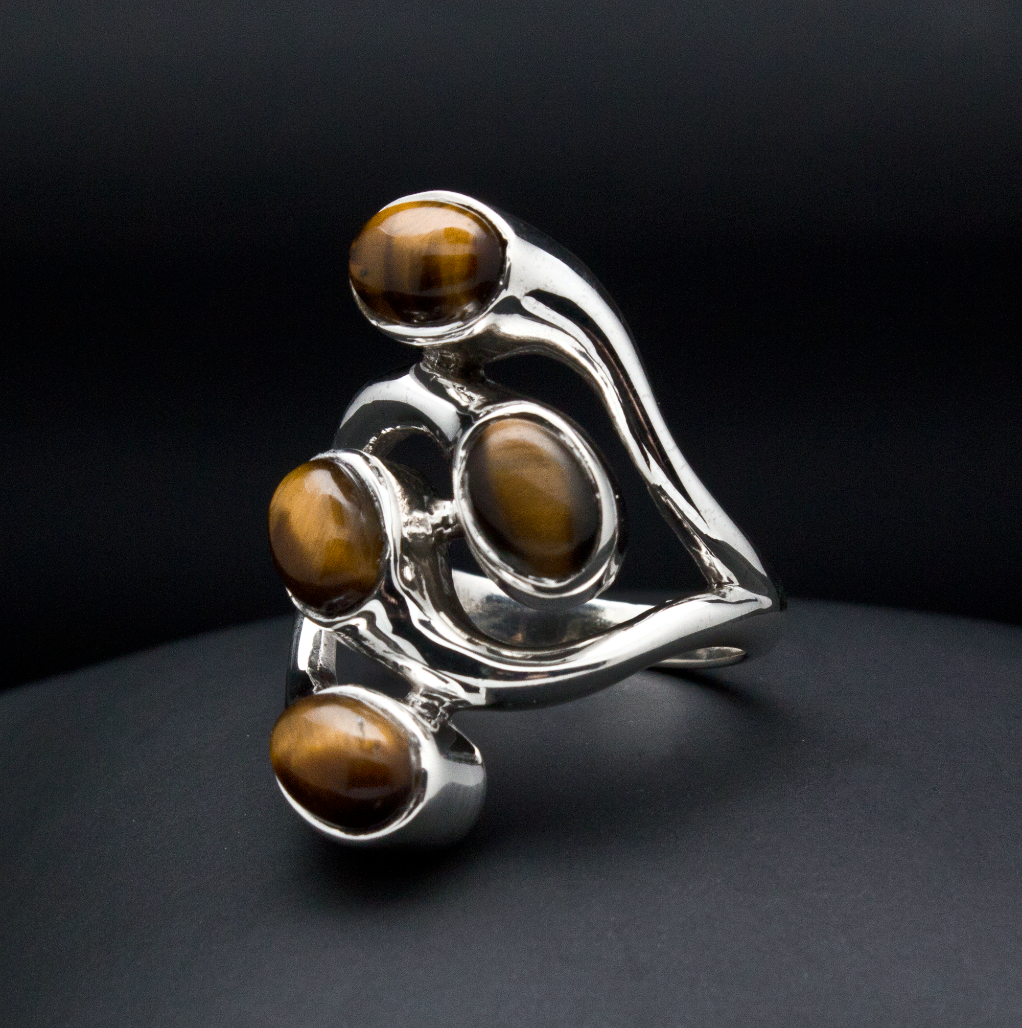 Sterling Silver Yellow Tiger Eye Ring Size 7