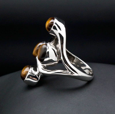 Sterling Silver Yellow Tiger Eye Ring Size 7