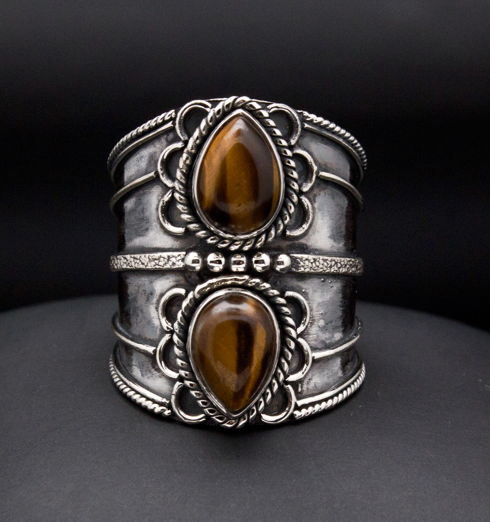 Sterling Silver Yellow Tiger Eye Ring Size 10