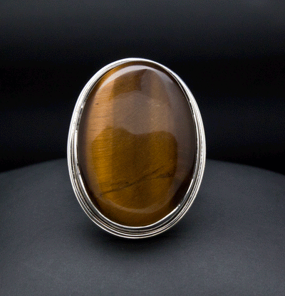 Sterling Silver Yellow Tiger Eye Ring Size 6.5
