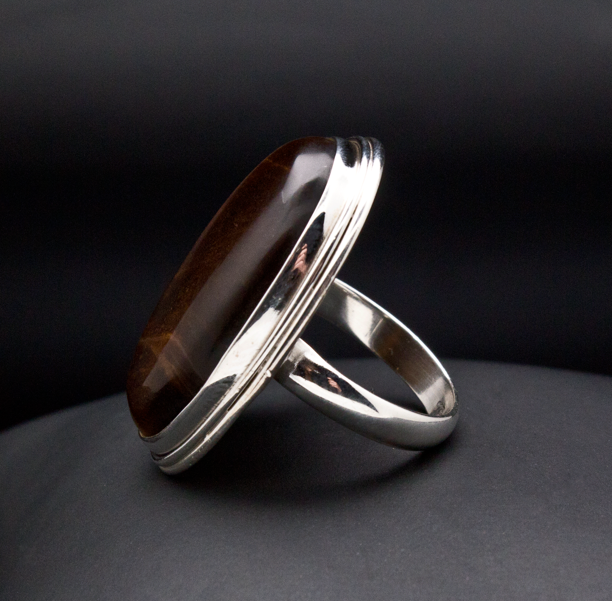 Sterling Silver Yellow Tiger Eye Ring Size 6.5