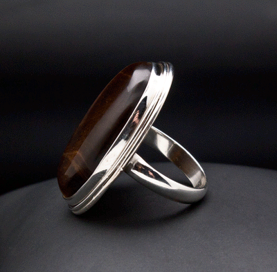 Sterling Silver Yellow Tiger Eye Ring Size 6.5