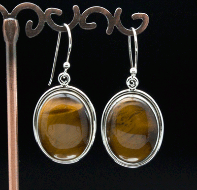 Sterling Silver Yellow Tiger Eye Earrings