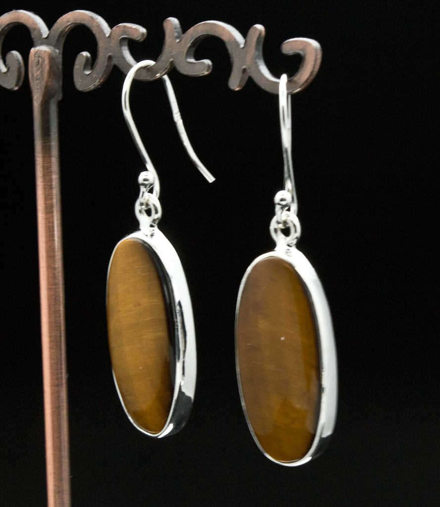 Sterling Silver Yellow Tiger Eye Earrings