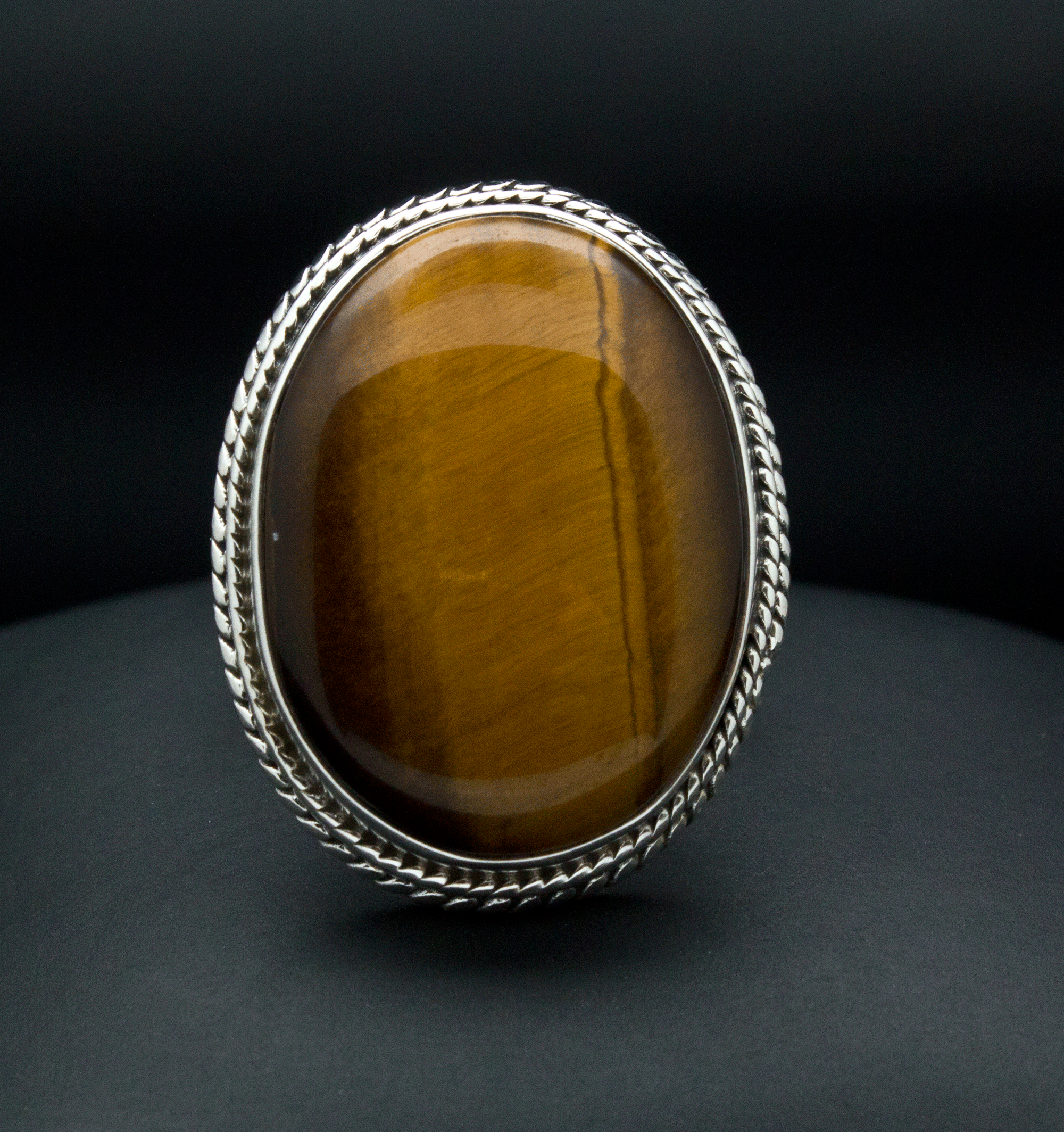 Sterling Silver Yellow Tiger Eye Ring Size 8