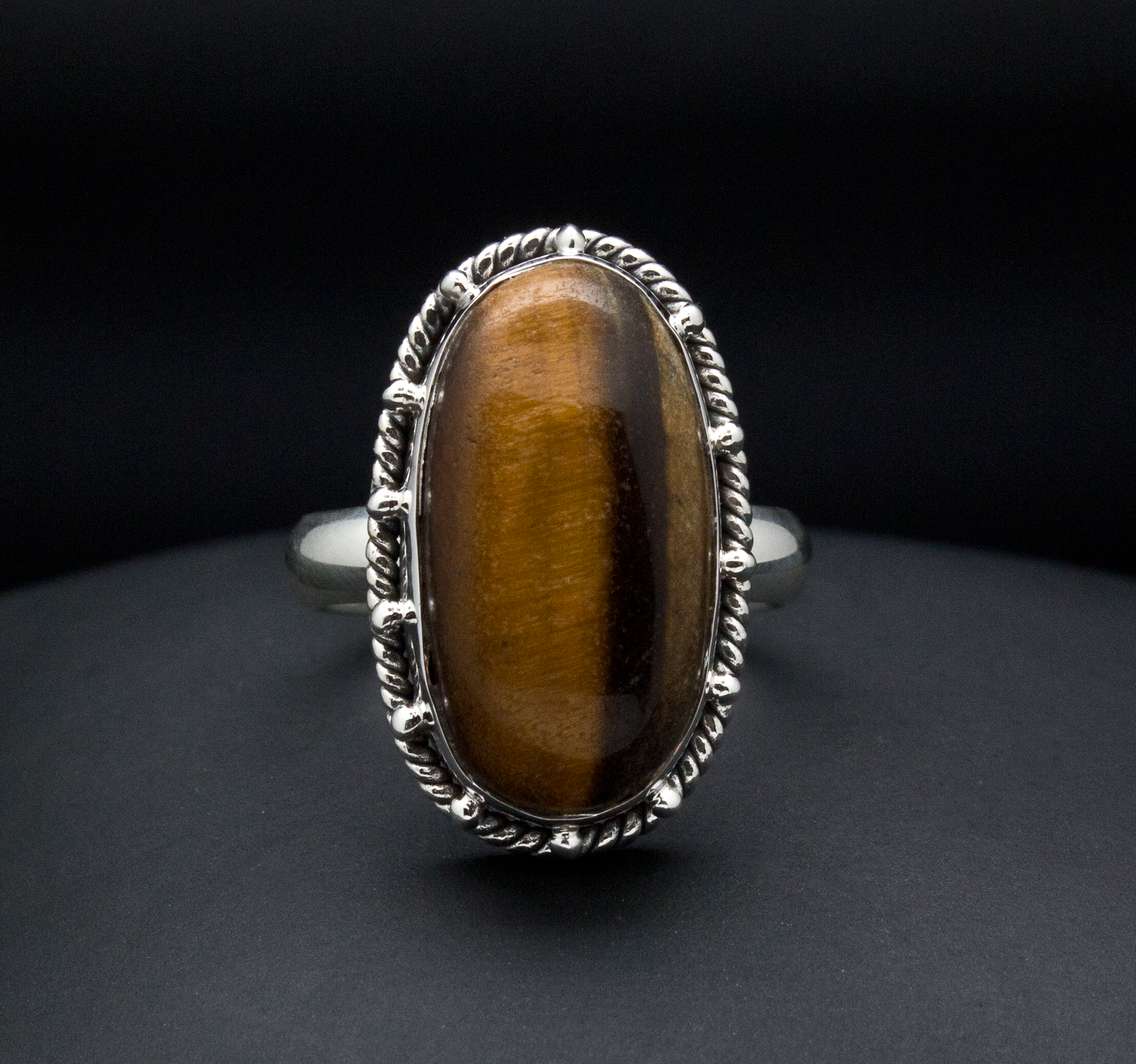 Sterling Silver Yellow Tiger Eye Ring Size 7