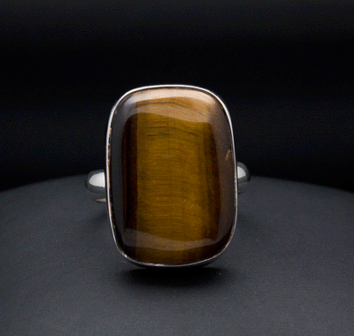 Sterling Silver Yellow Tiger Eye Ring Size 7