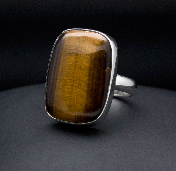 Sterling Silver Yellow Tiger Eye Ring Size 7