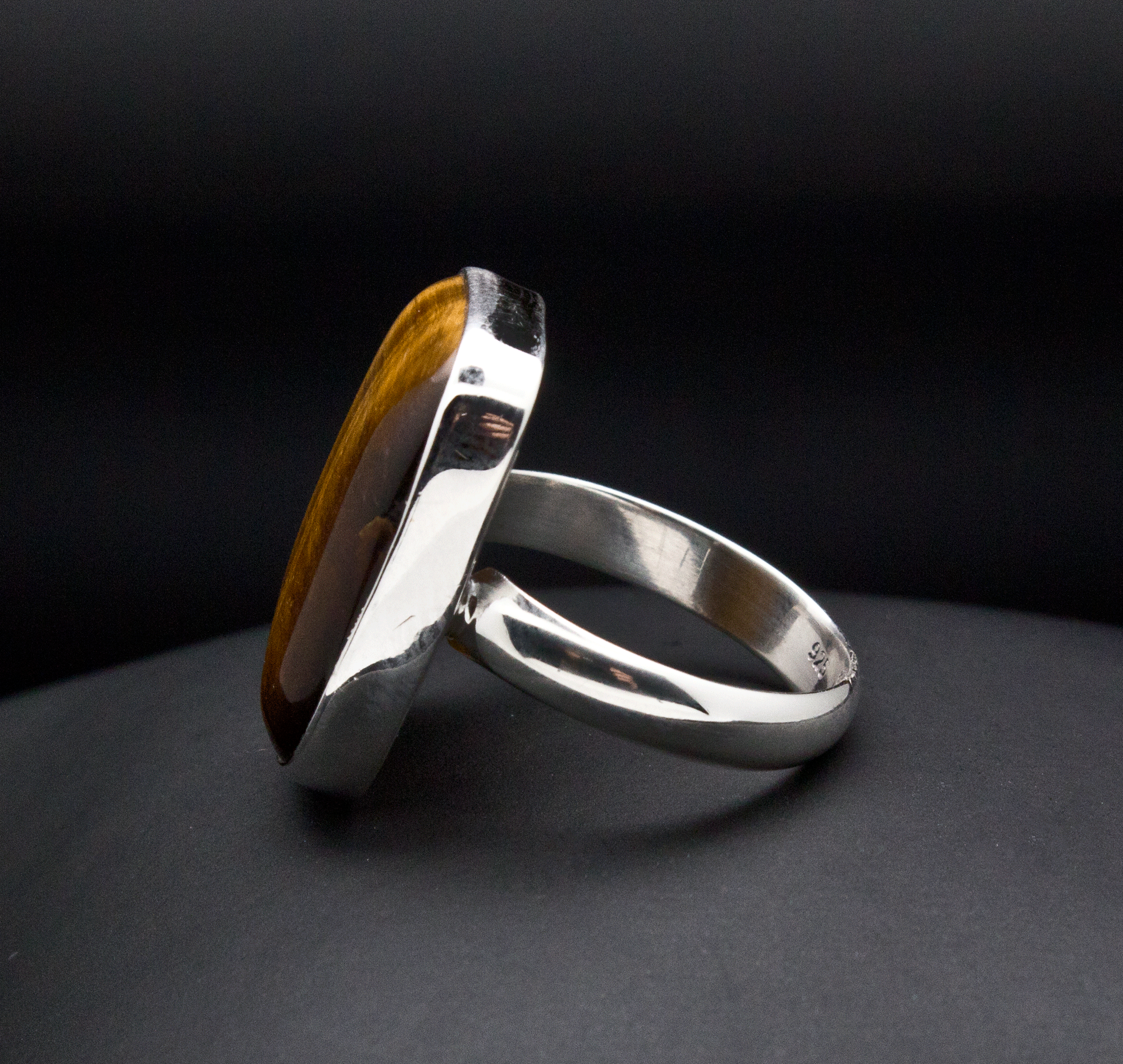 Sterling Silver Yellow Tiger Eye Ring Size 7