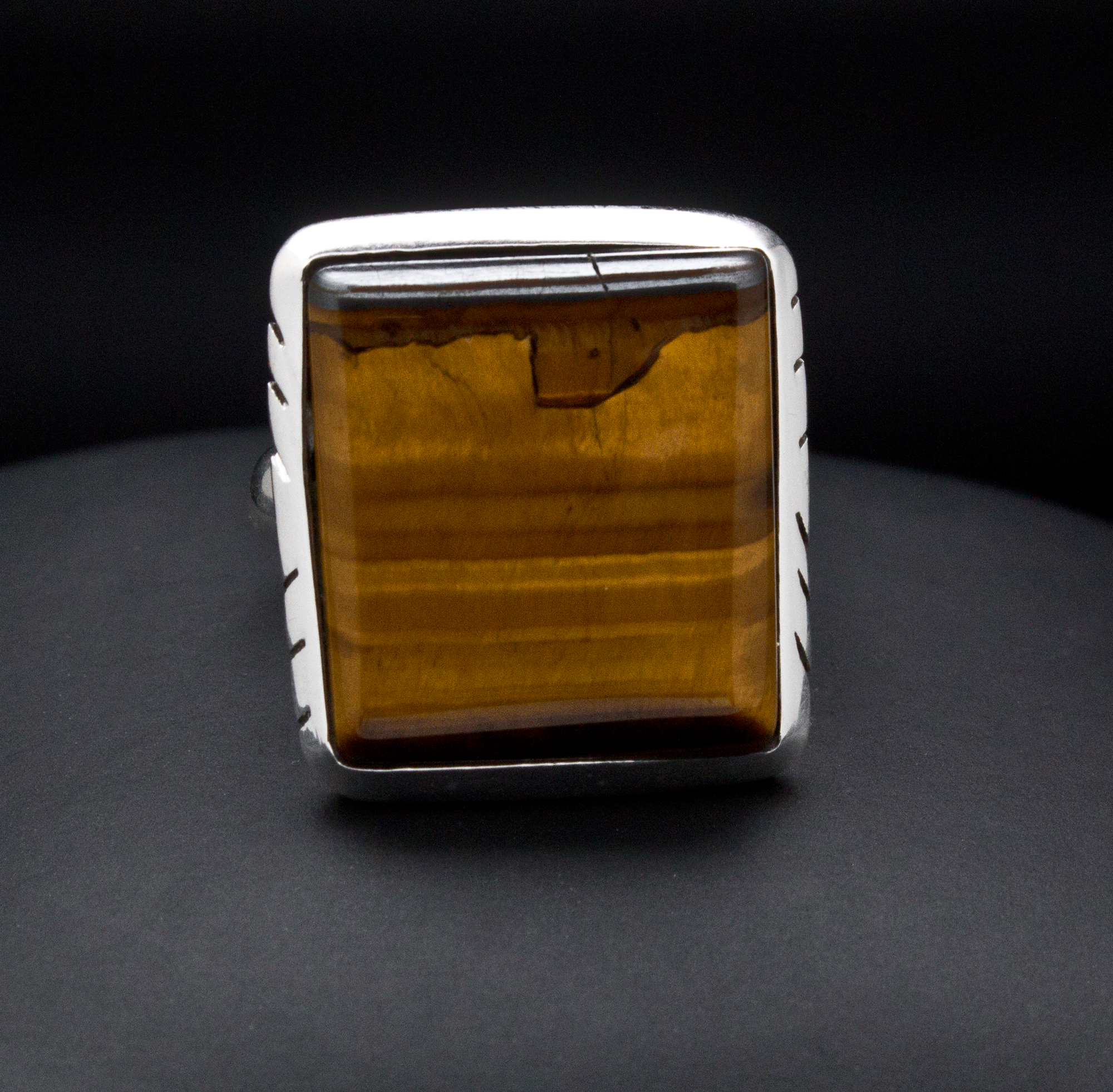 Sterling Silver Yellow Tiger Eye Ring Size 7