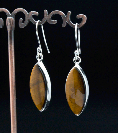 Sterling Silver Yellow Tiger Eye Earrings