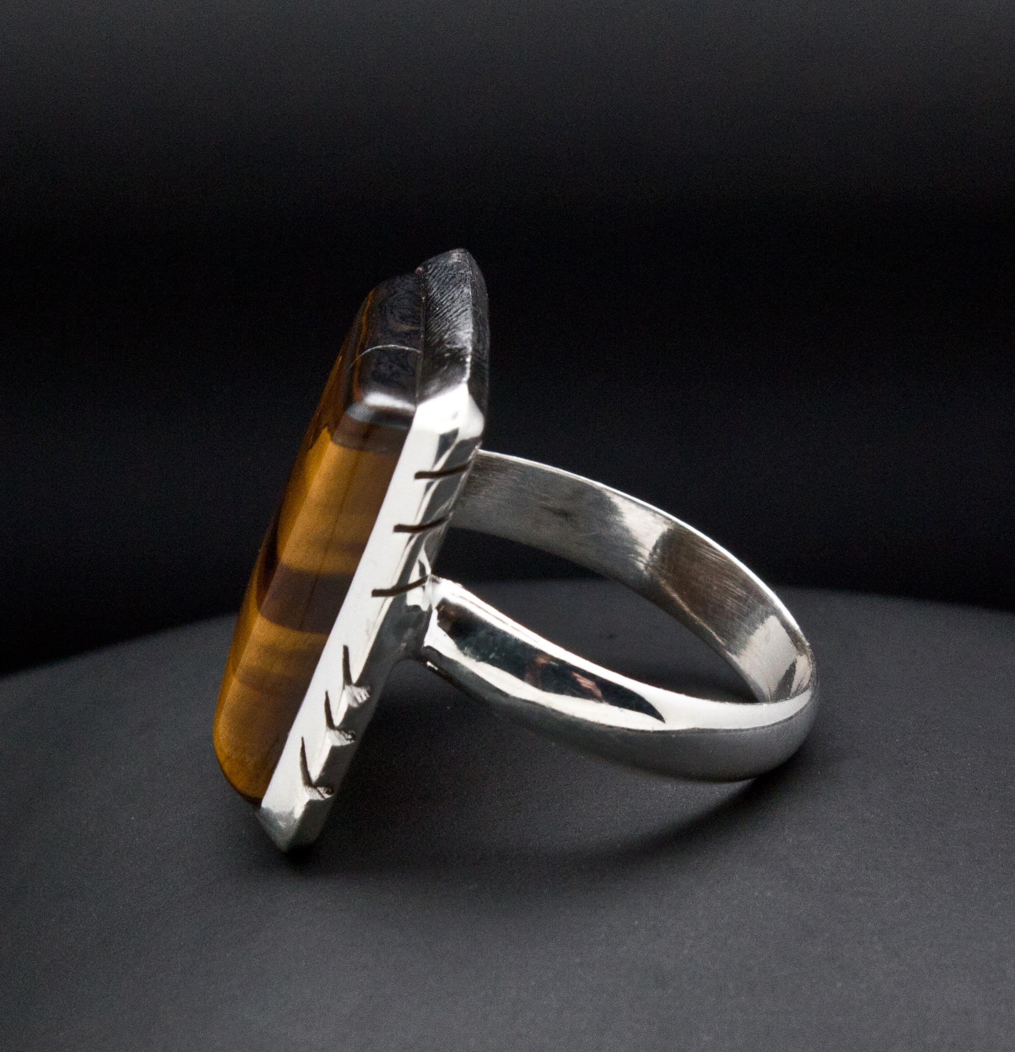 Sterling Silver Yellow Tiger Eye Ring Size 7