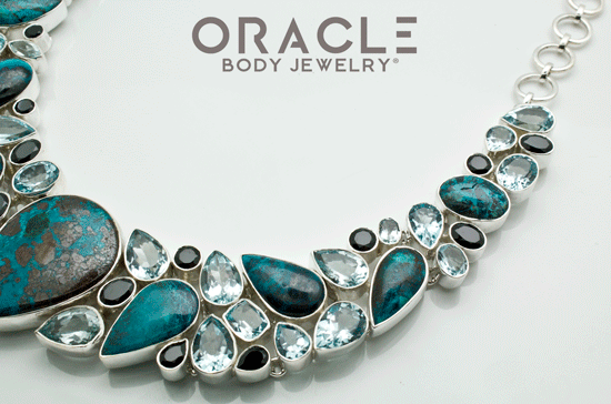 Sterling Silver Azurite with Blue Topaz and Black Spinal Necklace