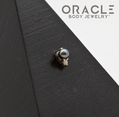 14k Gold Black Pearl and Diamond Threadless End