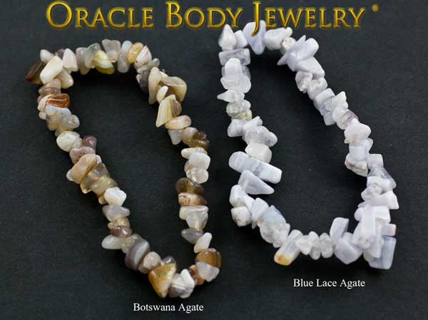 Botswana Agate and Blue Lace Agate Chip Bracelet