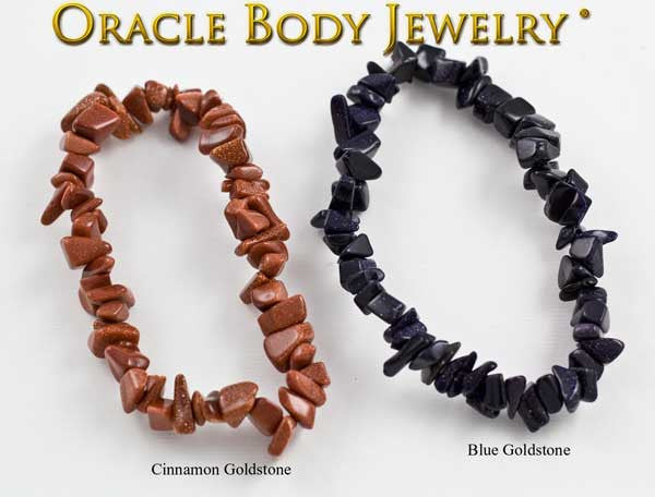 Cinnamon Goldstone and Blue Goldstone Chip Bracelet