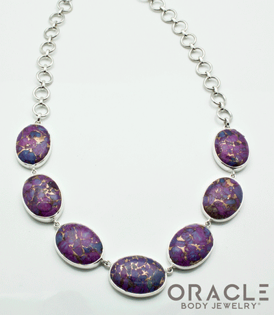 Sterling Silver Copper Purple Turquoise Necklace