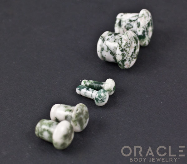 Green Tree Agate Single Flare Plugs