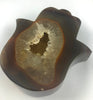 Brazilian Agate with Geode Hamsa Hand Carving