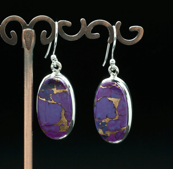 Sterling Silver Copper Purple Turquoise Earrings