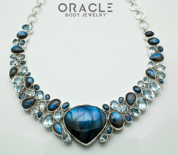 Sterling Silver Labradorite with Iolite and Faceted Topaz Necklace