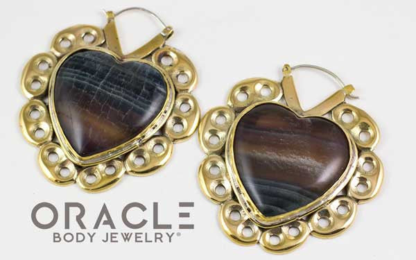 Minya in Brass with Rainbow Fluorite Hearts