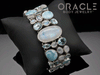 Sterling Silver Moonstone Bracelet With Larimar and Topaz Accents