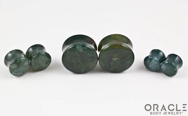 Moss Agate Double Flare Plugs