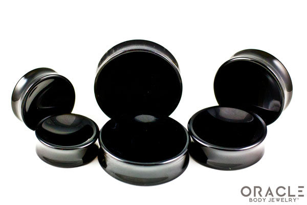 Obsidian Concave Solid Double Flare Plugs