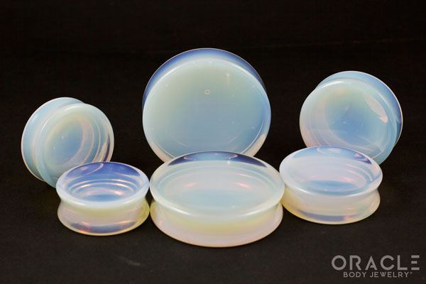 Opalite Concave Solid Double Flare Stone Plugs