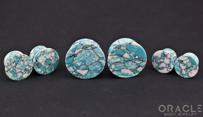 Synthetic Ocean Wave Turquoise Mayan Style Flare Plugs