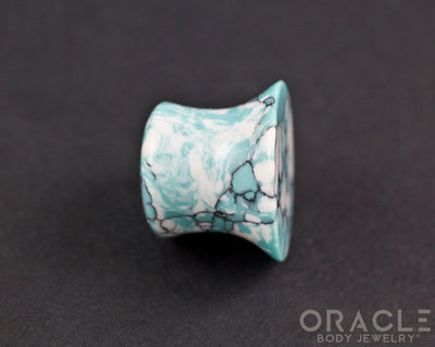 Synthetic Ocean Wave Turquoise Mayan Style Flare Plugs
