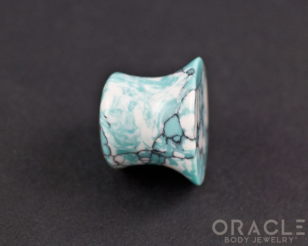 Synthetic Ocean Wave Turquoise Mayan Style Flare Plugs