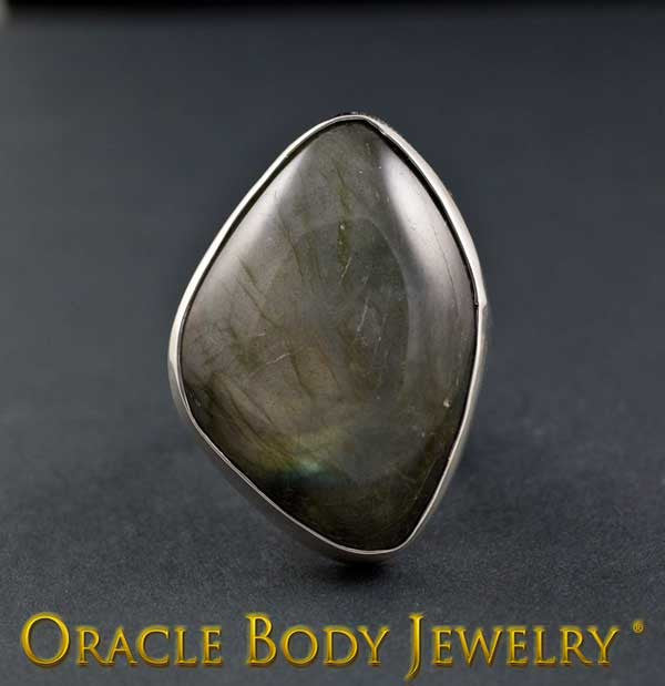 Steel Adjustable Labradorite Ring