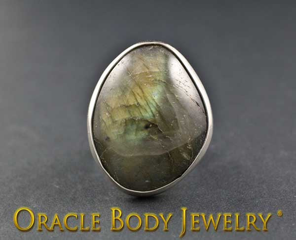 Steel Adjustable Labradorite Ring