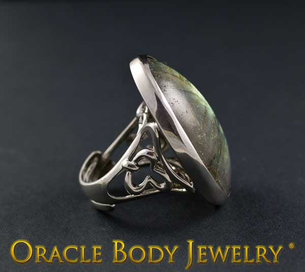 Steel Adjustable Labradorite Ring
