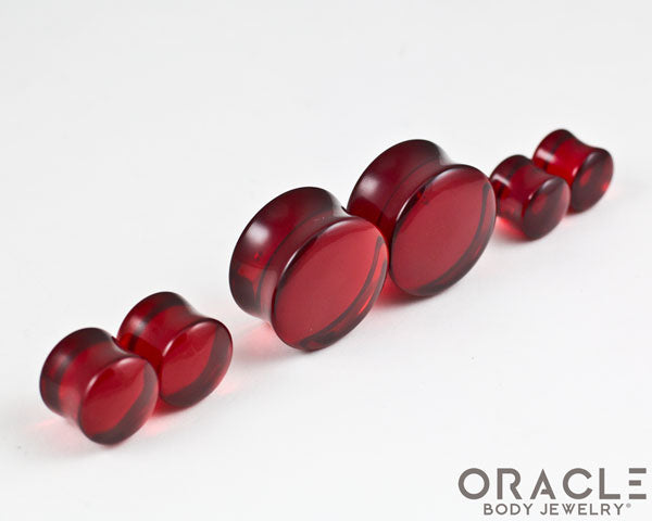 Red Quartz Glass Double Flare Plugs