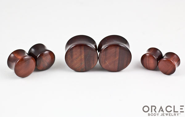 Red Tiger Eye Double Flare Plugs