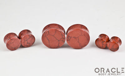 Red Synthetic Turquoise Double Flare Plugs