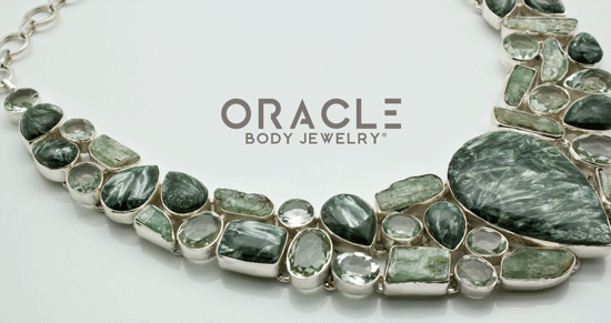 Sterling Silver Seraphinite with Green Amethyst and Kyanite Necklace