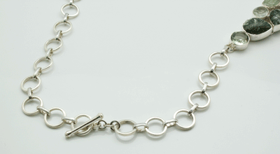 Sterling Silver Seraphinite with Green Amethyst and Kyanite Necklace