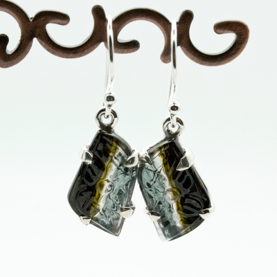 Sterling Silver Carved Watermelon Tourmaline Earrings